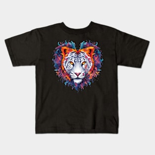 Tiger Heart: A Kaleidoscope of Colors Kids T-Shirt